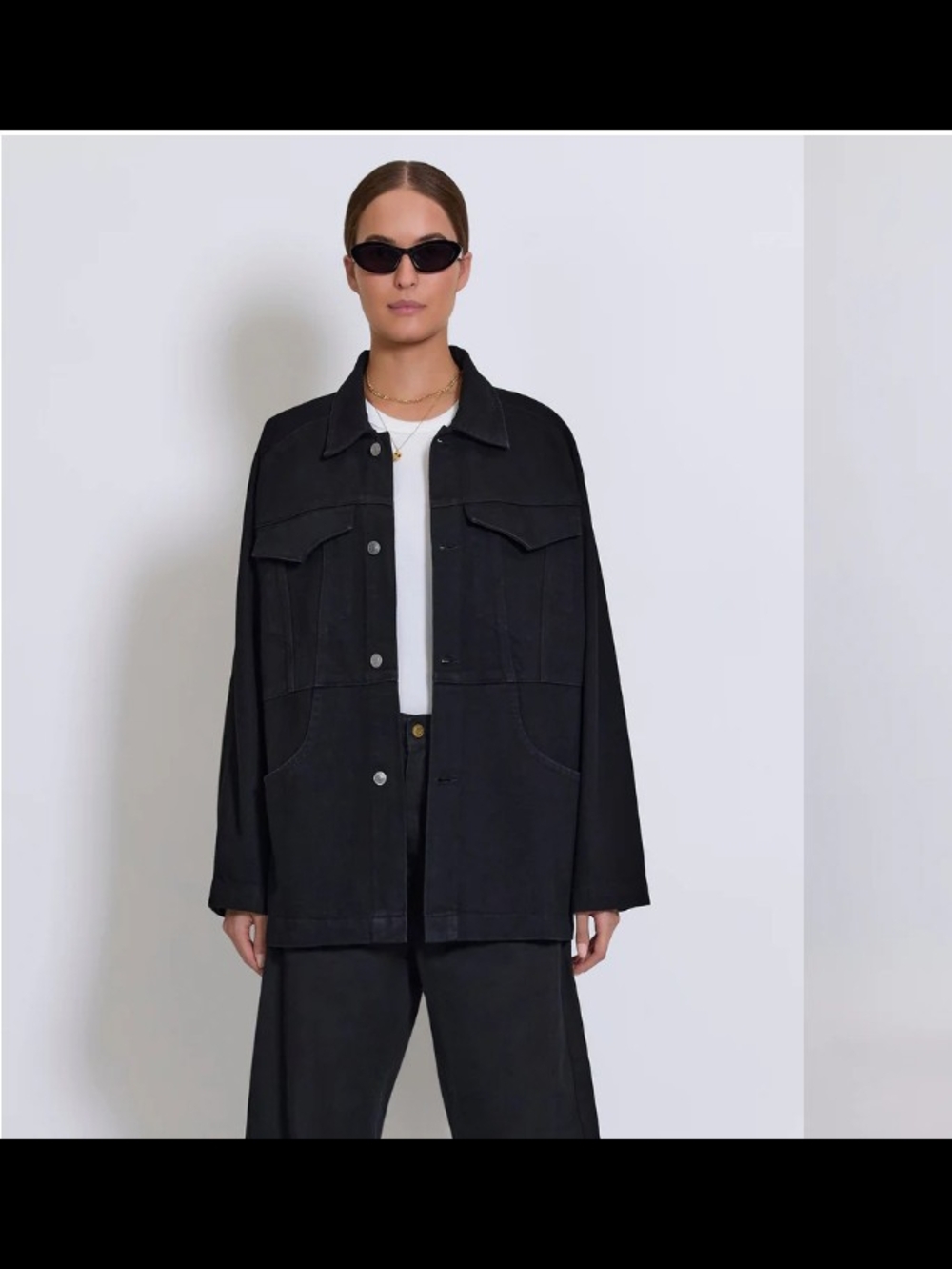 Roucha Orwell  Denim Relaxed Black Utility Chore Small Short Work Wear Jacket